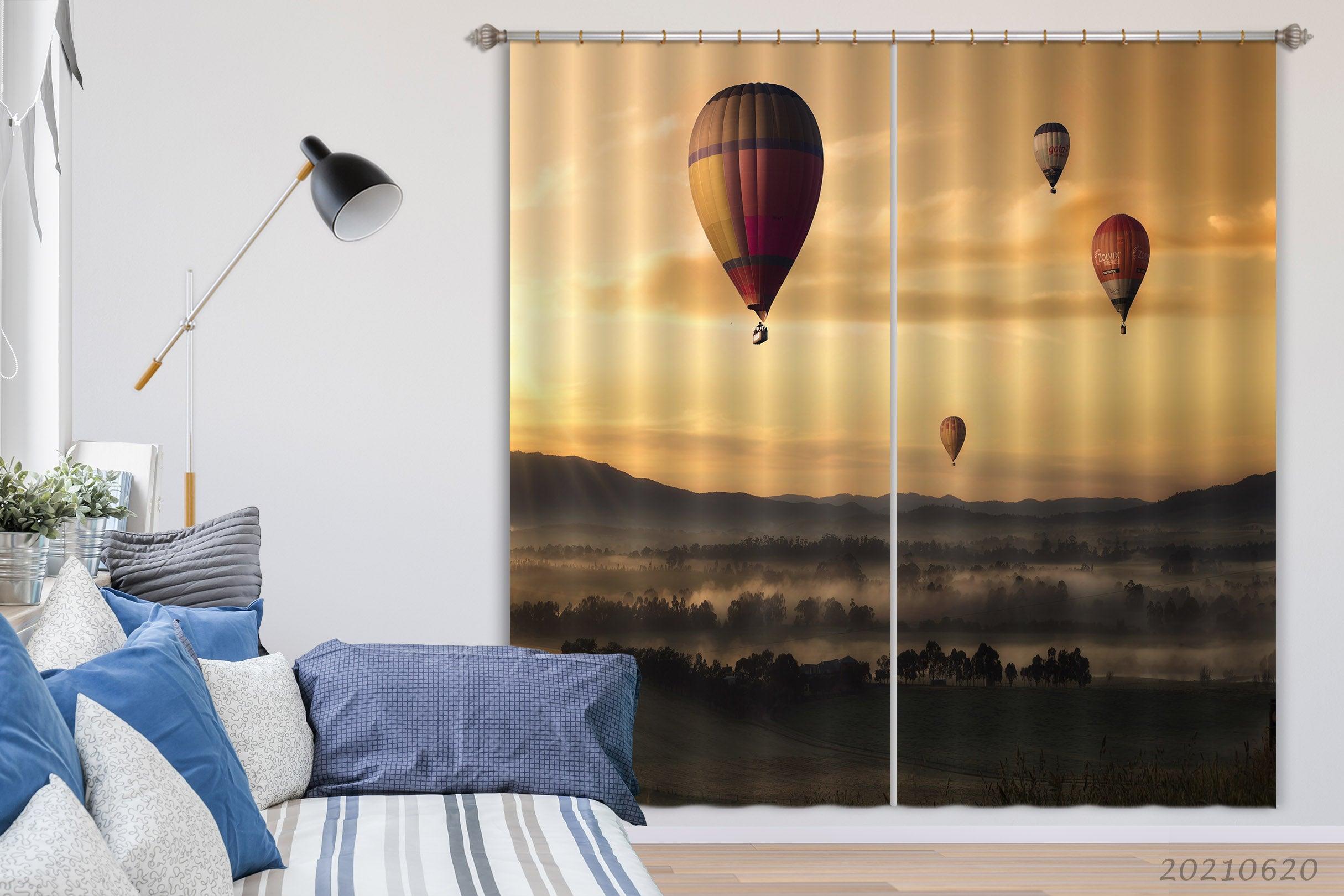 3D Mountain Forest Hot Air Balloon Curtains and Drapes GD 773- Jess Art Decoration