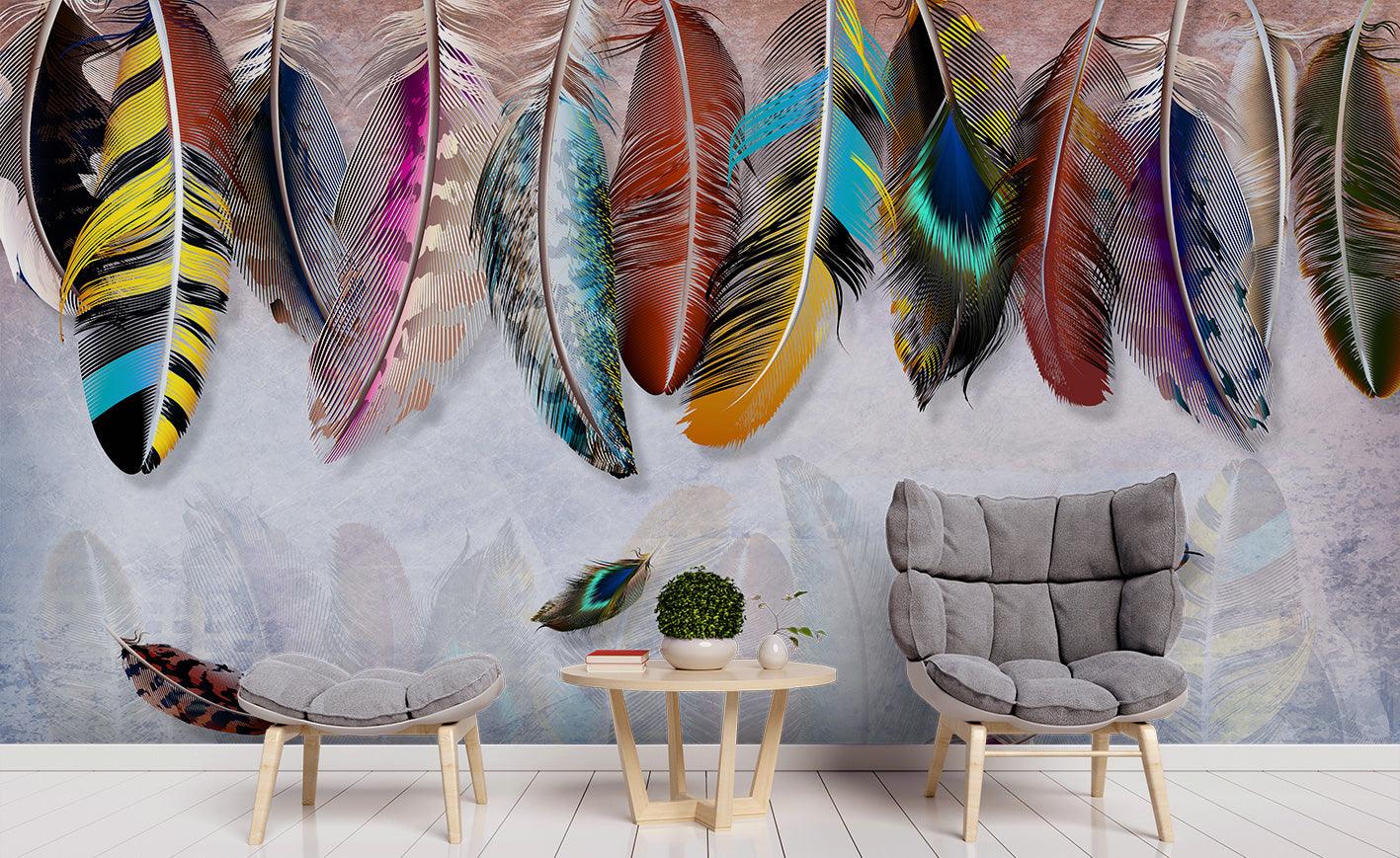 3D Colorful Feathers Wall Mural Wallpaper 26- Jess Art Decoration