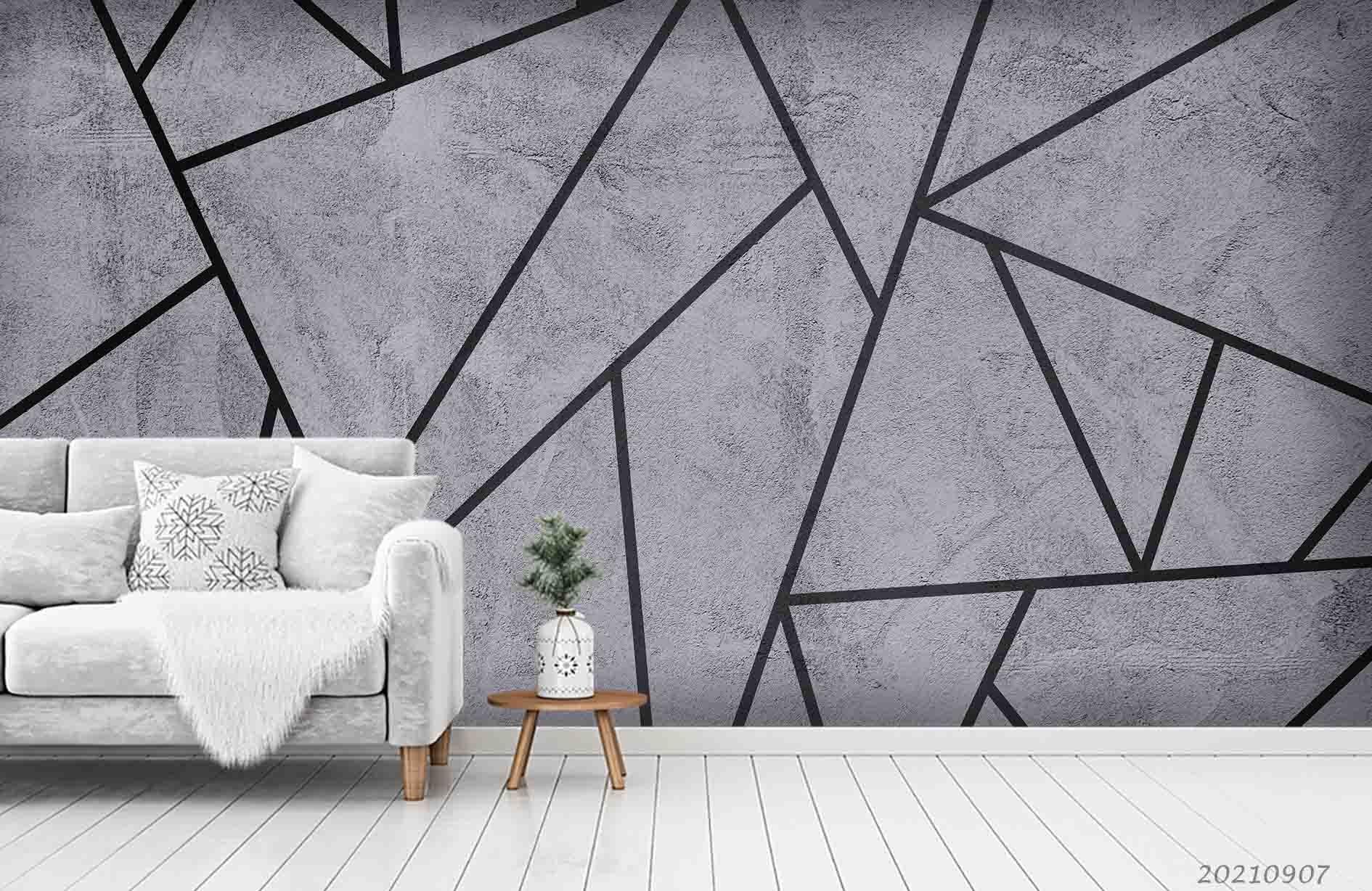 3D Abstract Grey Geometric Marble Wall Mural Wallpaper LQH 244- Jess Art Decoration