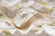 3D Curved Pattern Feathers Triangle Wall Mural Wallpaper SF52- Jess Art Decoration