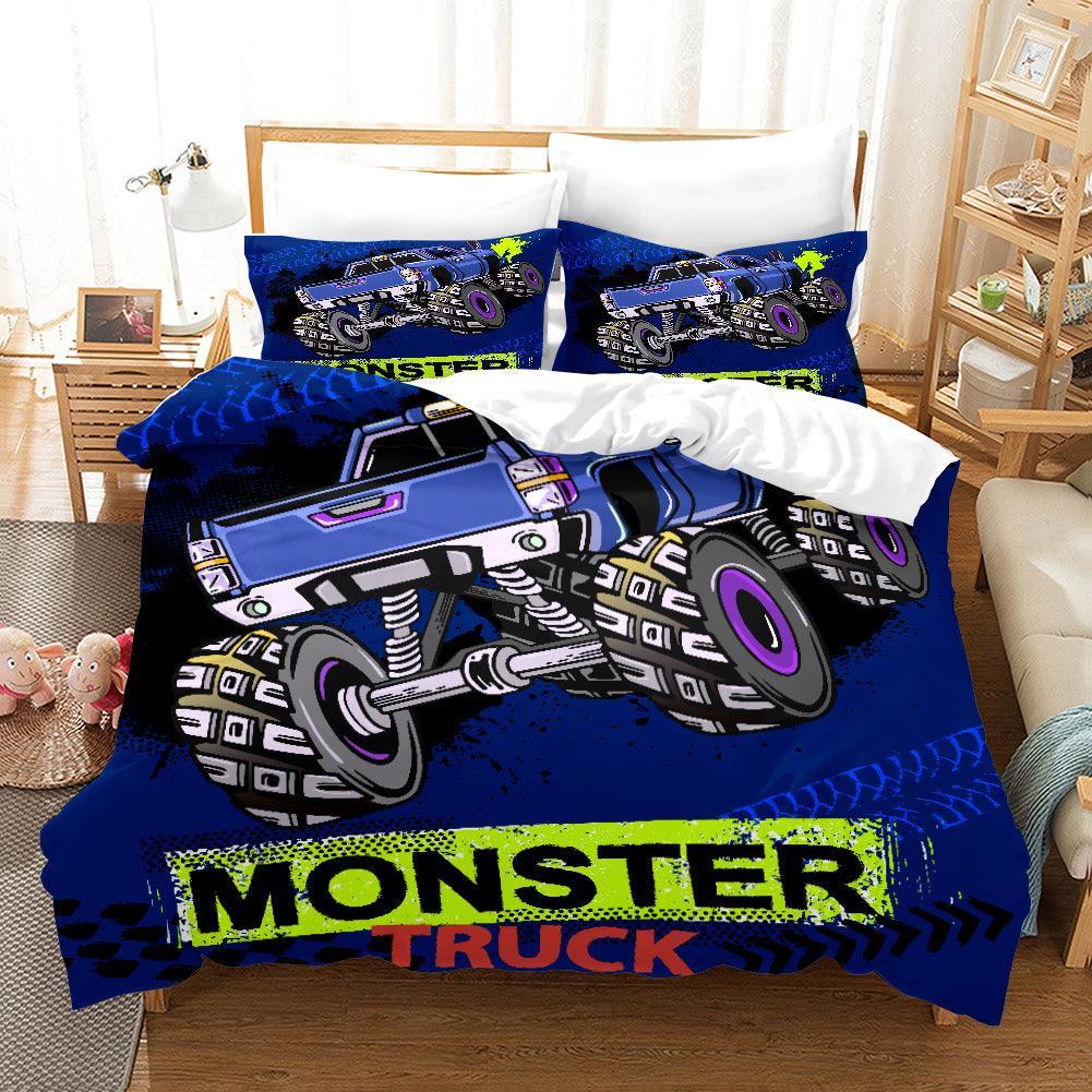 3D Cartoon Monster Truck Quilt Cover Set Bedding Set Duvet Cover Pillowcases WJ 1698- Jess Art Decoration