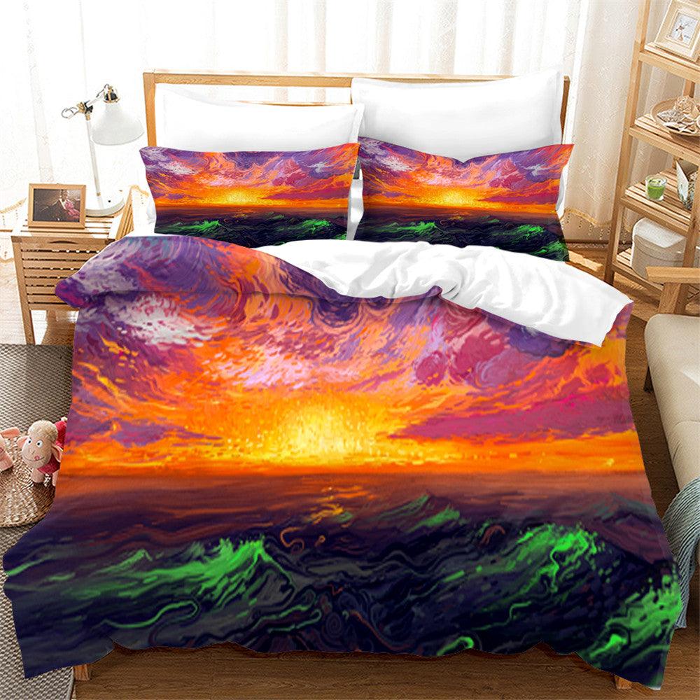 3D Sunset Sky Sea Spray Nature Landscape Quilt Cover Set Bedding Set Duvet Cover Pillowcases 59- Jess Art Decoration