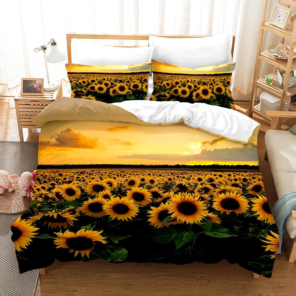 3D Sunflower Yellow Quilt Cover Set Bedding Set Pillowcases 58- Jess Art Decoration