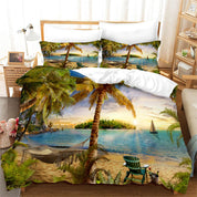 3D Tropical Beach Coconut Tree Quilt Cover Set Bedding Set Duvet Cover Pillowcases 118- Jess Art Decoration