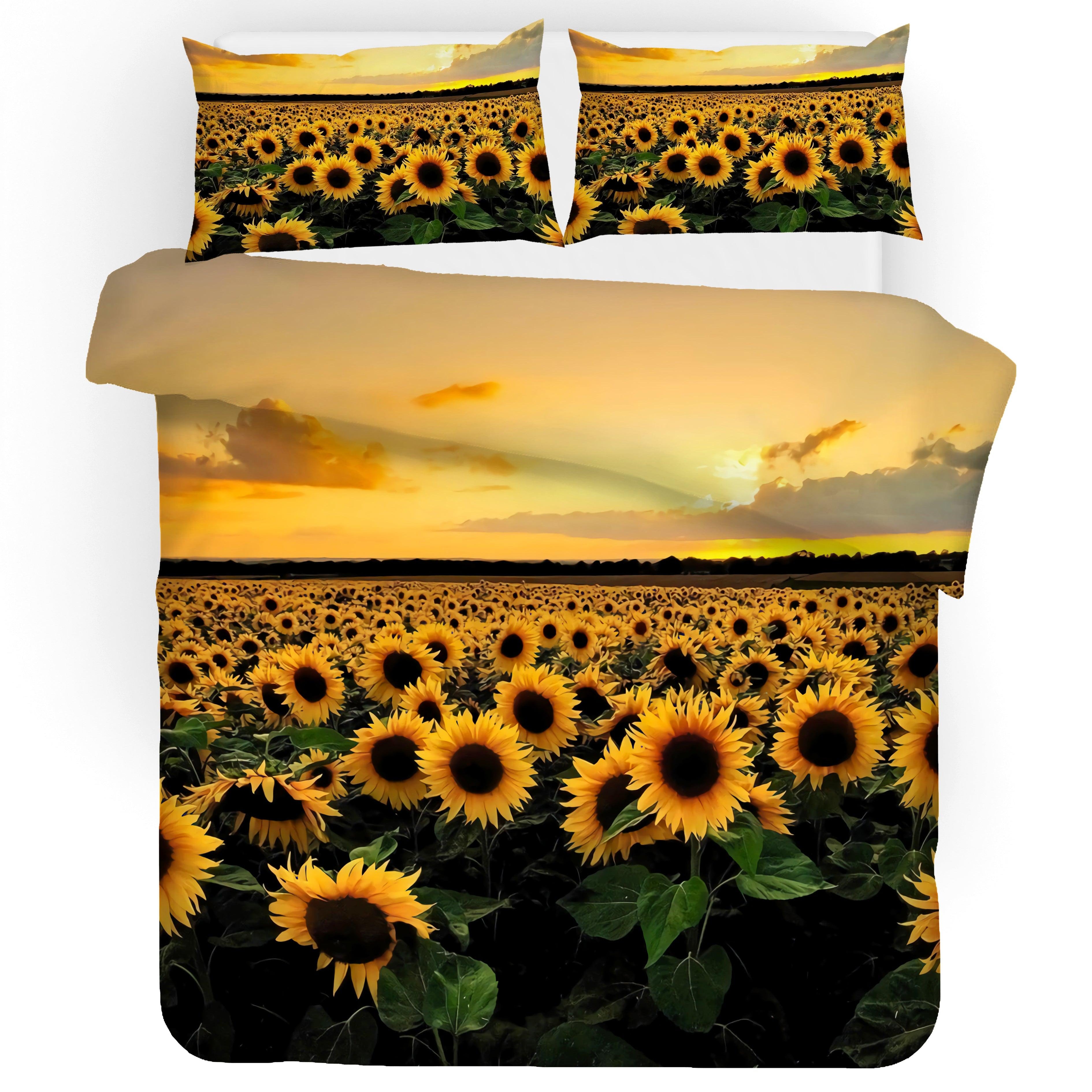3D Sunflower Yellow Quilt Cover Set Bedding Set Pillowcases 58- Jess Art Decoration