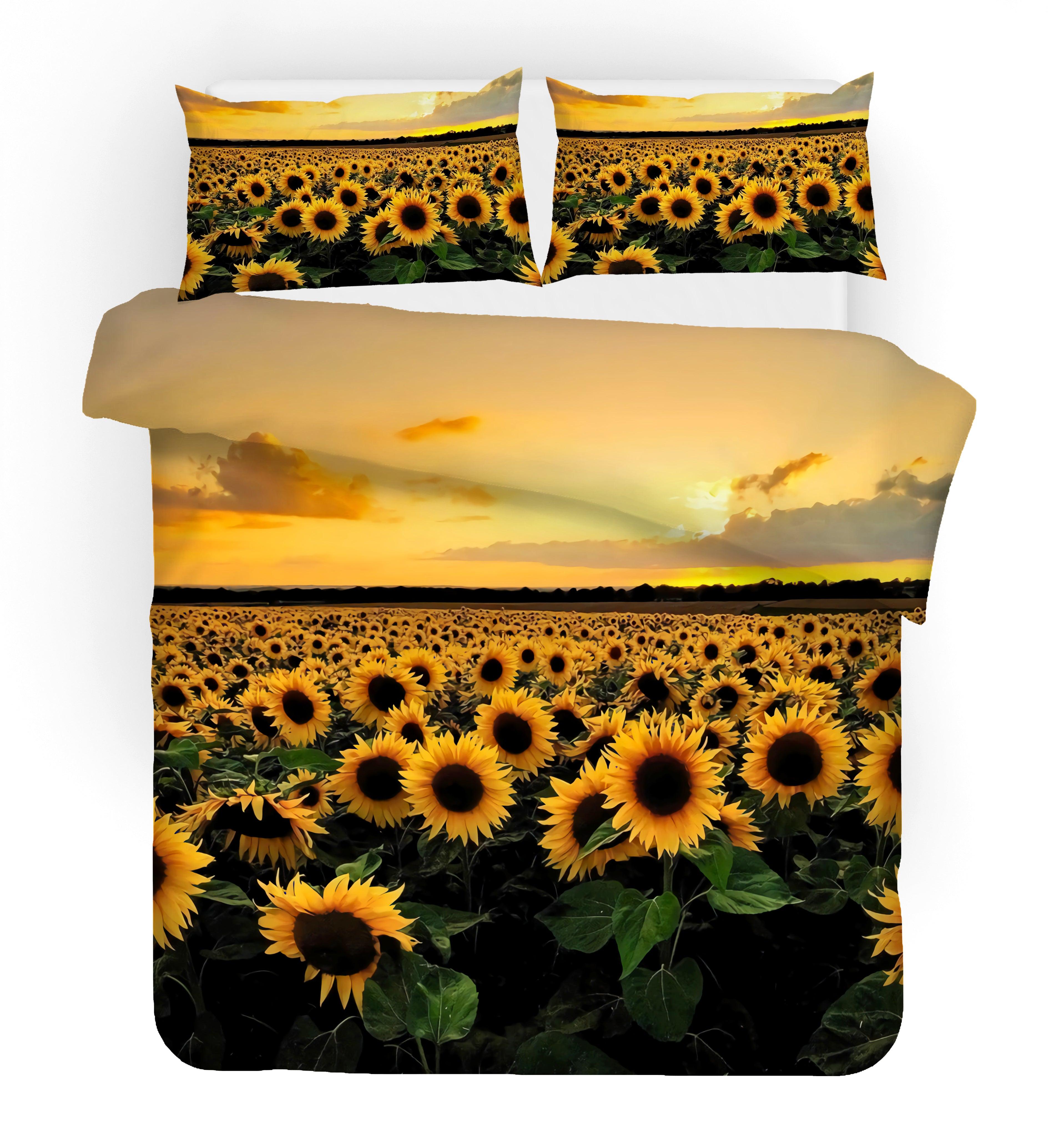 3D Sunflower Yellow Quilt Cover Set Bedding Set Pillowcases 58- Jess Art Decoration