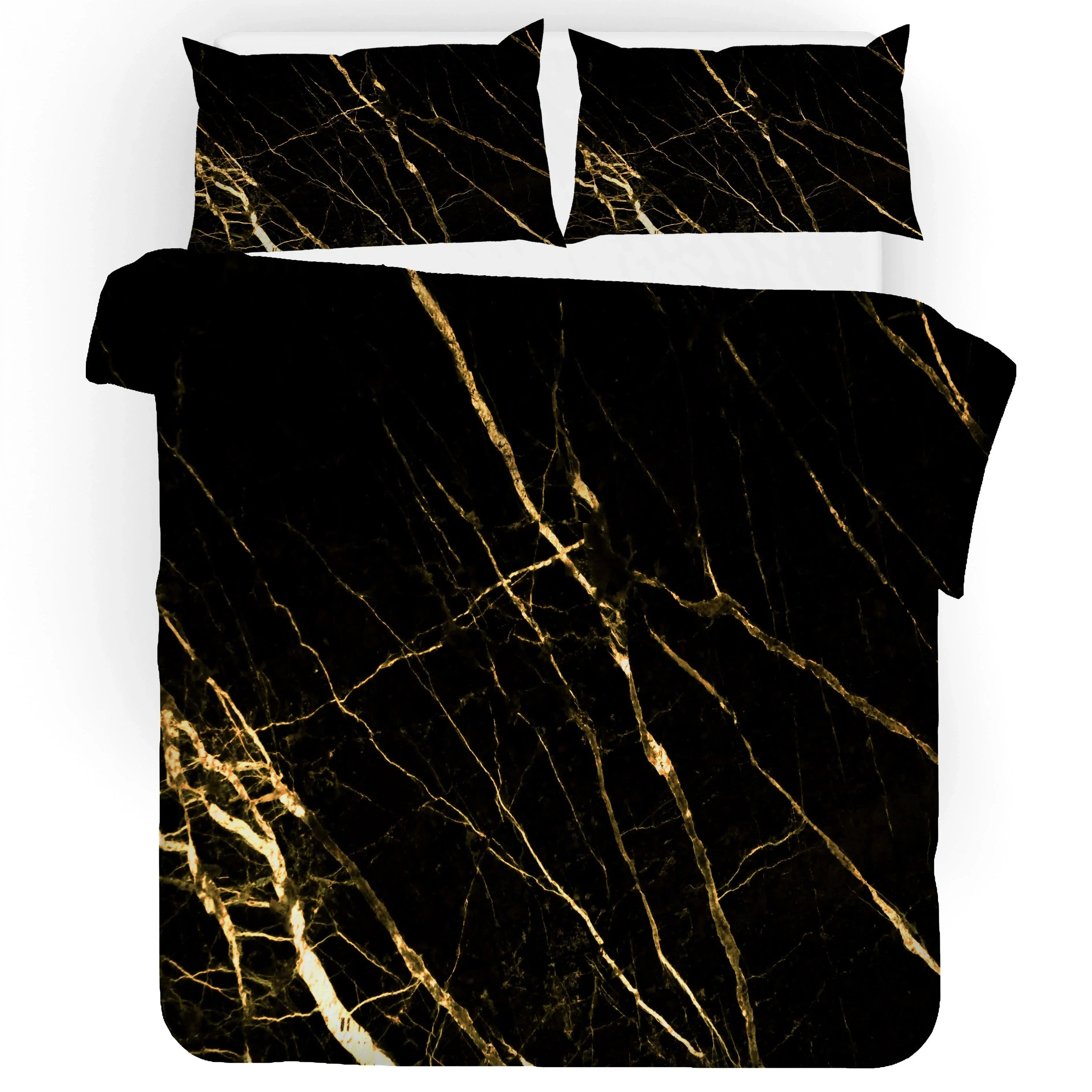 3D Black Golden Marble Texture Quilt Cover Set Bedding Set Duvet Cover Pillowcases SF91- Jess Art Decoration