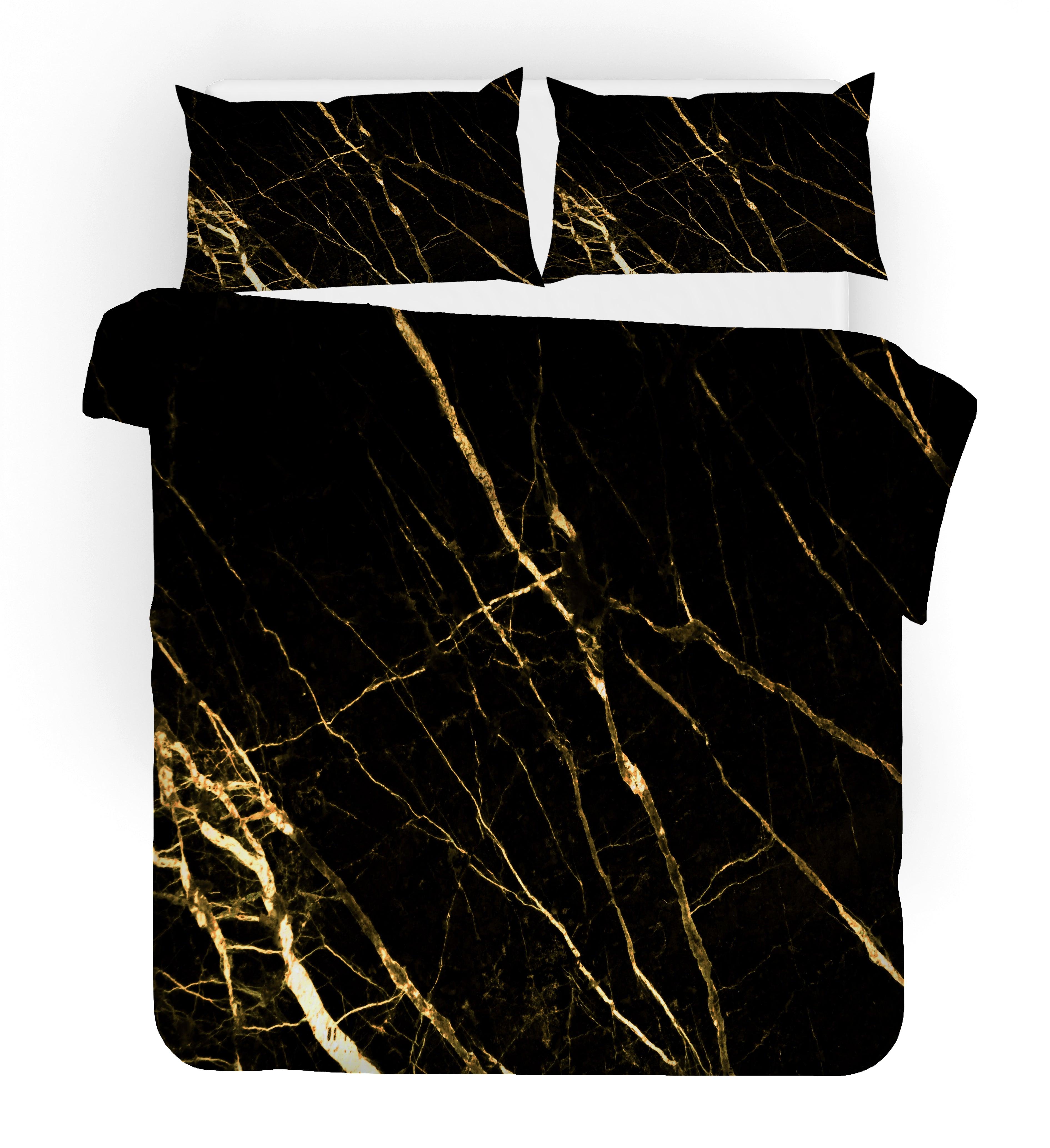 3D Black Golden Marble Texture Quilt Cover Set Bedding Set Duvet Cover Pillowcases SF91- Jess Art Decoration
