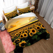3D Sunflower Yellow Quilt Cover Set Bedding Set Pillowcases 58- Jess Art Decoration