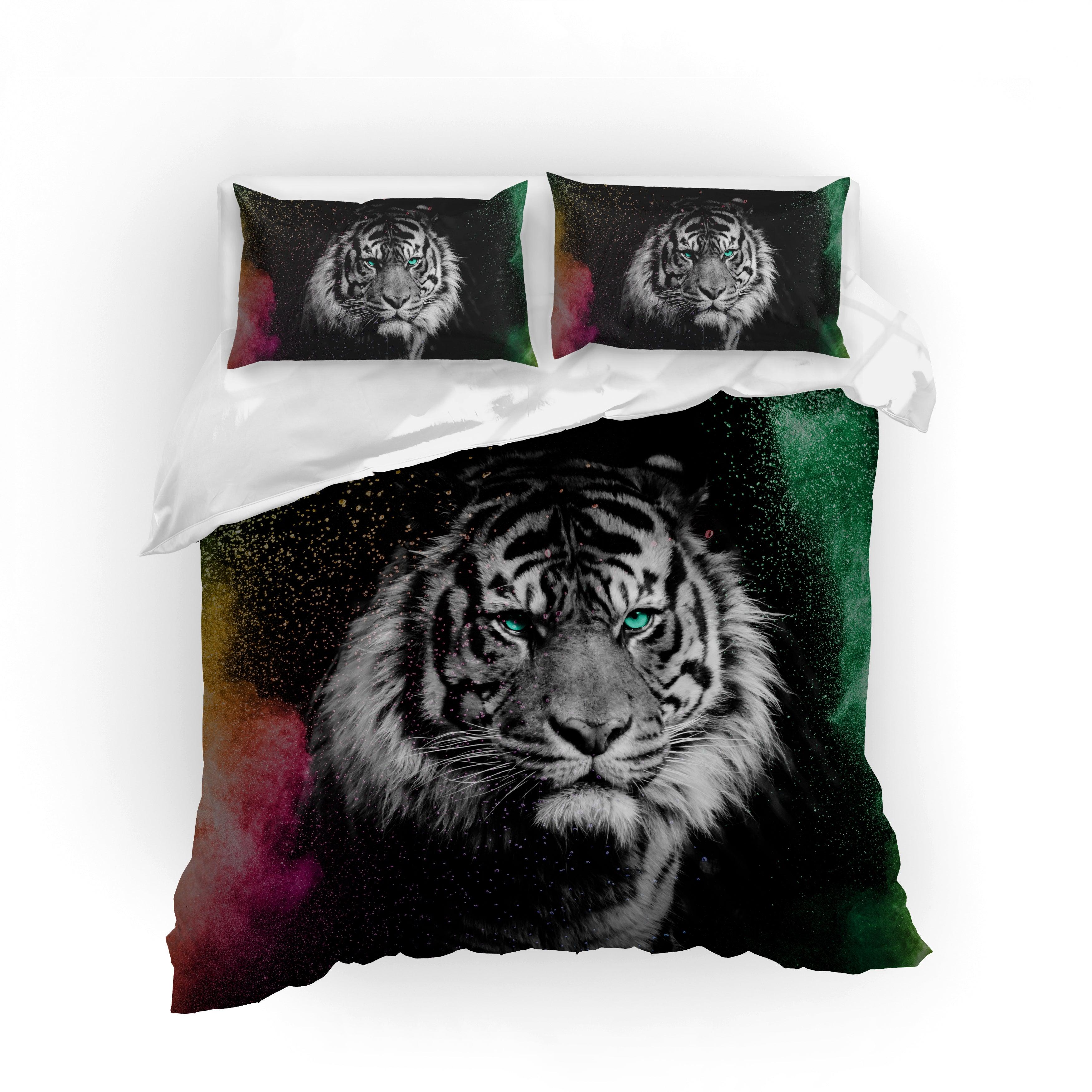 3D White Black Tiger Quilt Cover Set Bedding Set Pillowcases 32- Jess Art Decoration