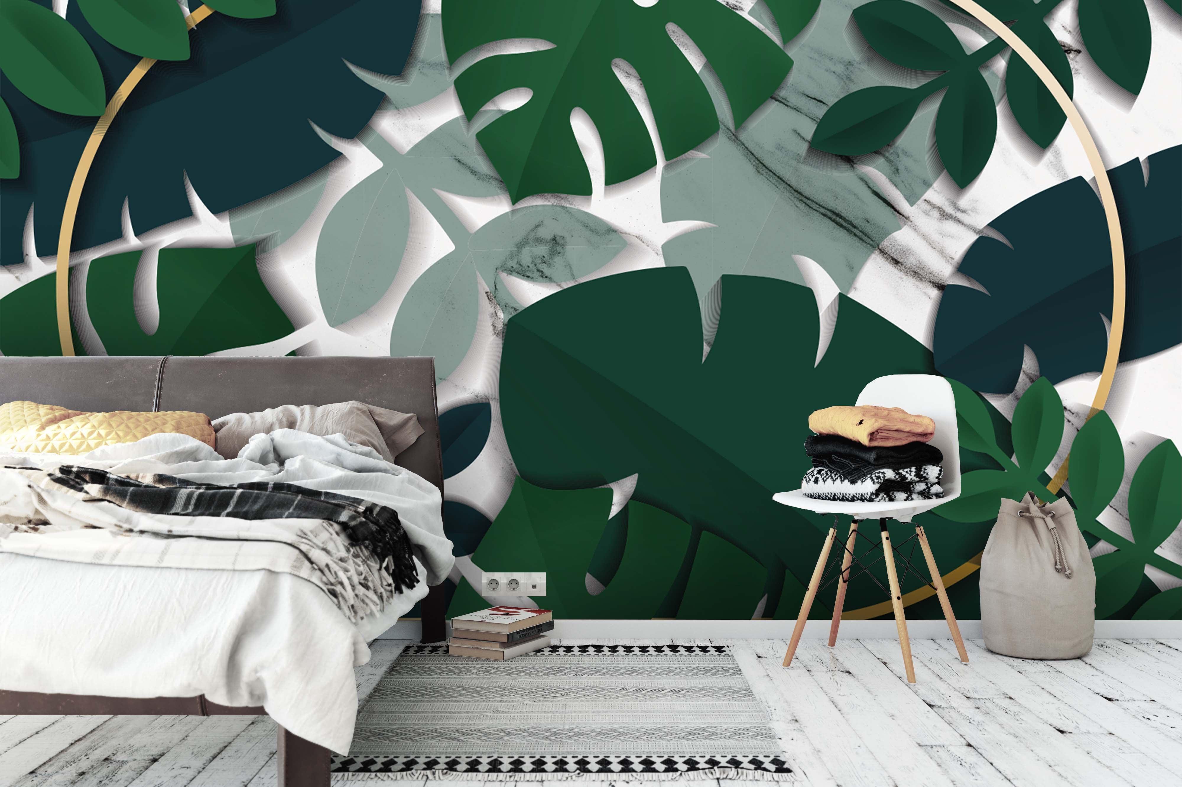 3D Green Leaves Wall Mural Wallpaper 48- Jess Art Decoration