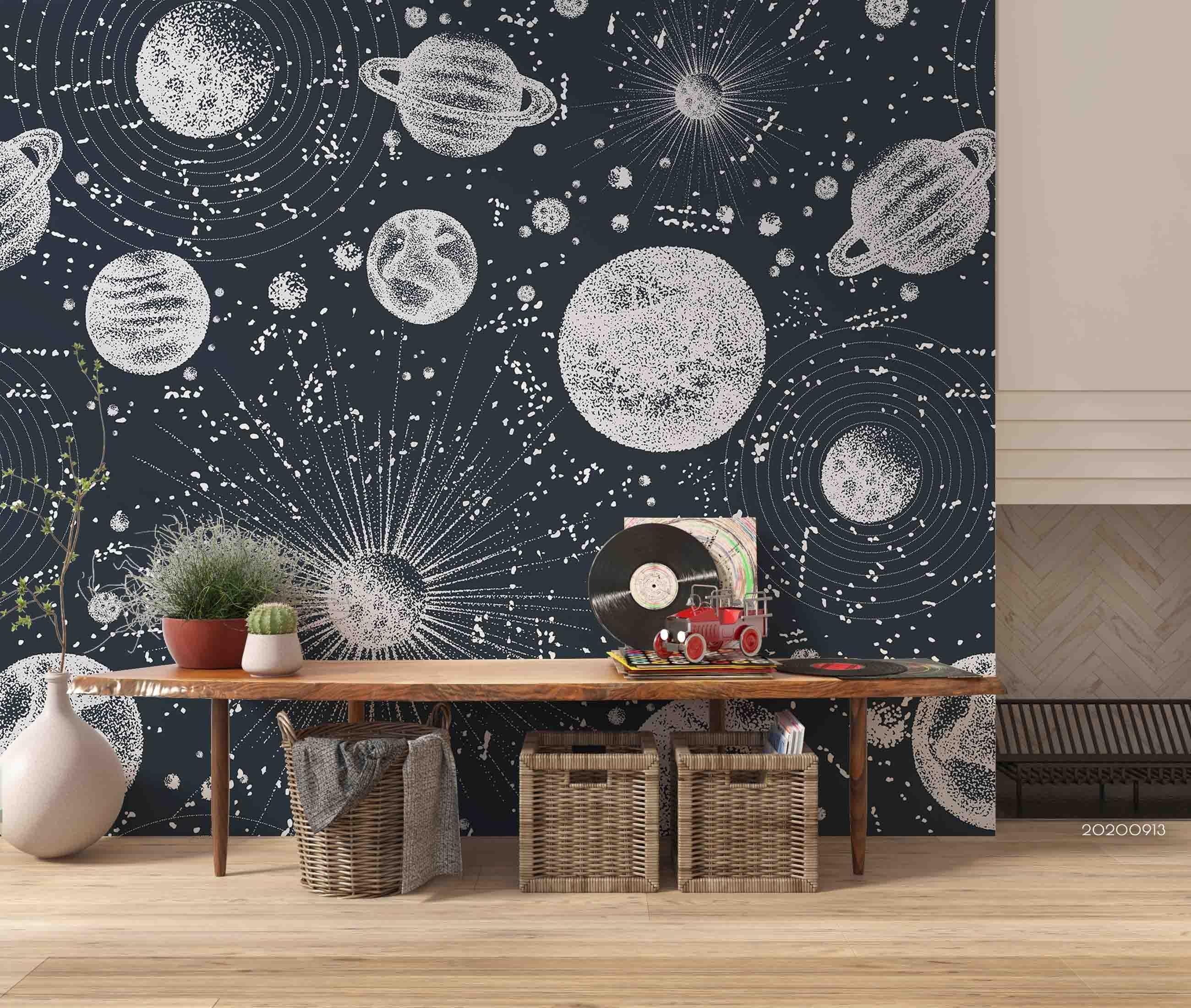 3D Space Saturn Nebula Planet Star Wall Mural Wallpaper LXL 665- Jess Art Decoration