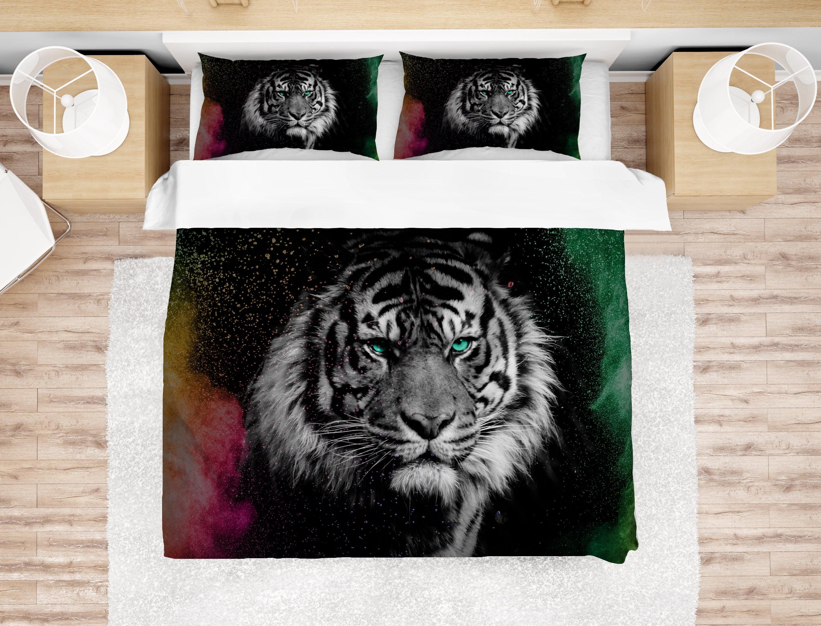 3D White Black Tiger Quilt Cover Set Bedding Set Pillowcases 32- Jess Art Decoration