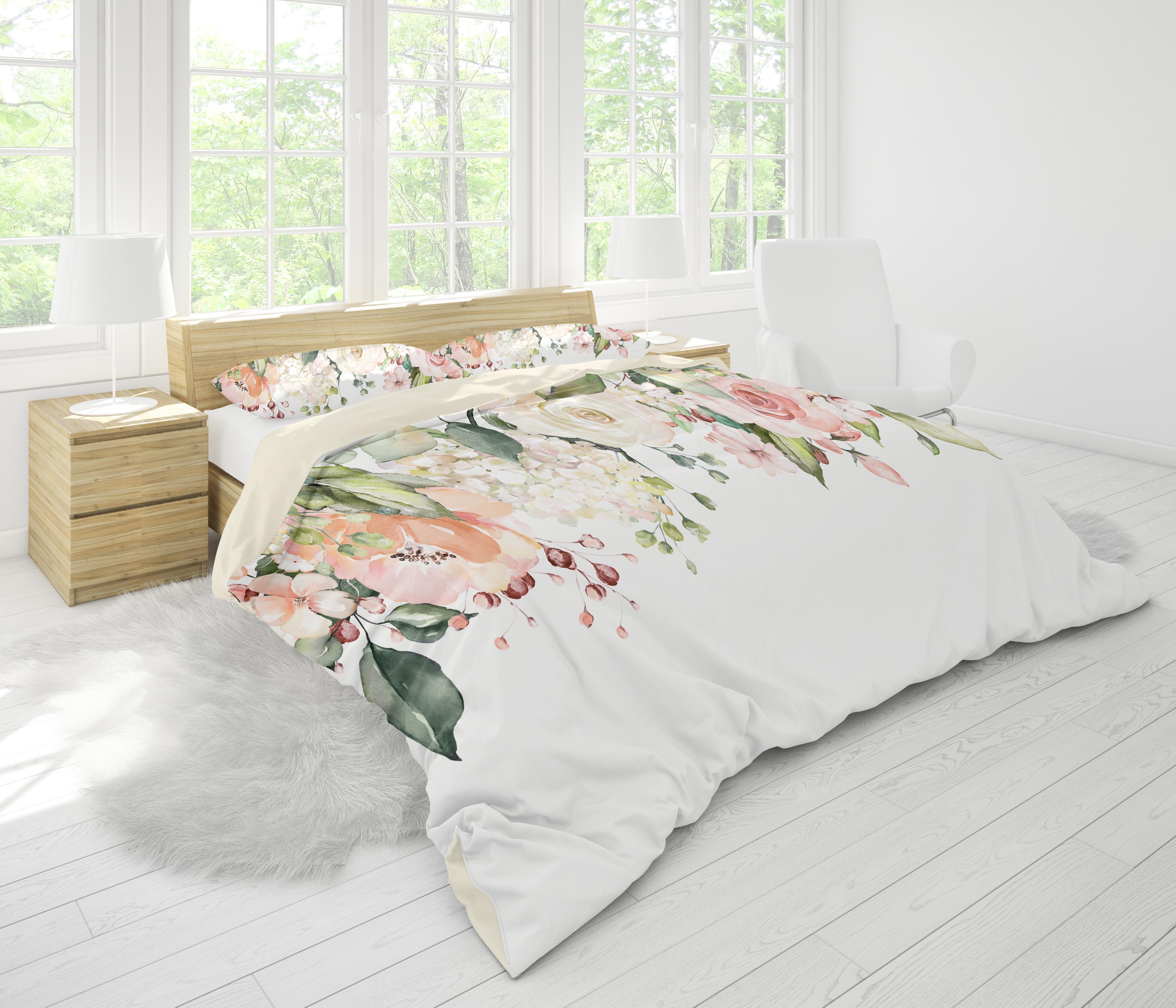 3D Watercolor Pink Floral Quilt Cover Set Bedding Set Pillowcases 134- Jess Art Decoration