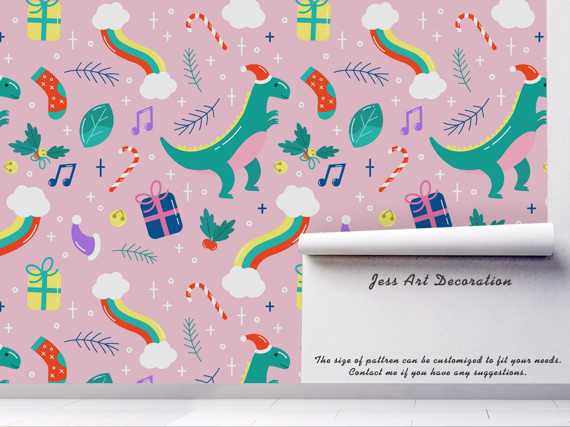 3D cartoon green dinosaur wall mural wallpaper 03- Jess Art Decoration