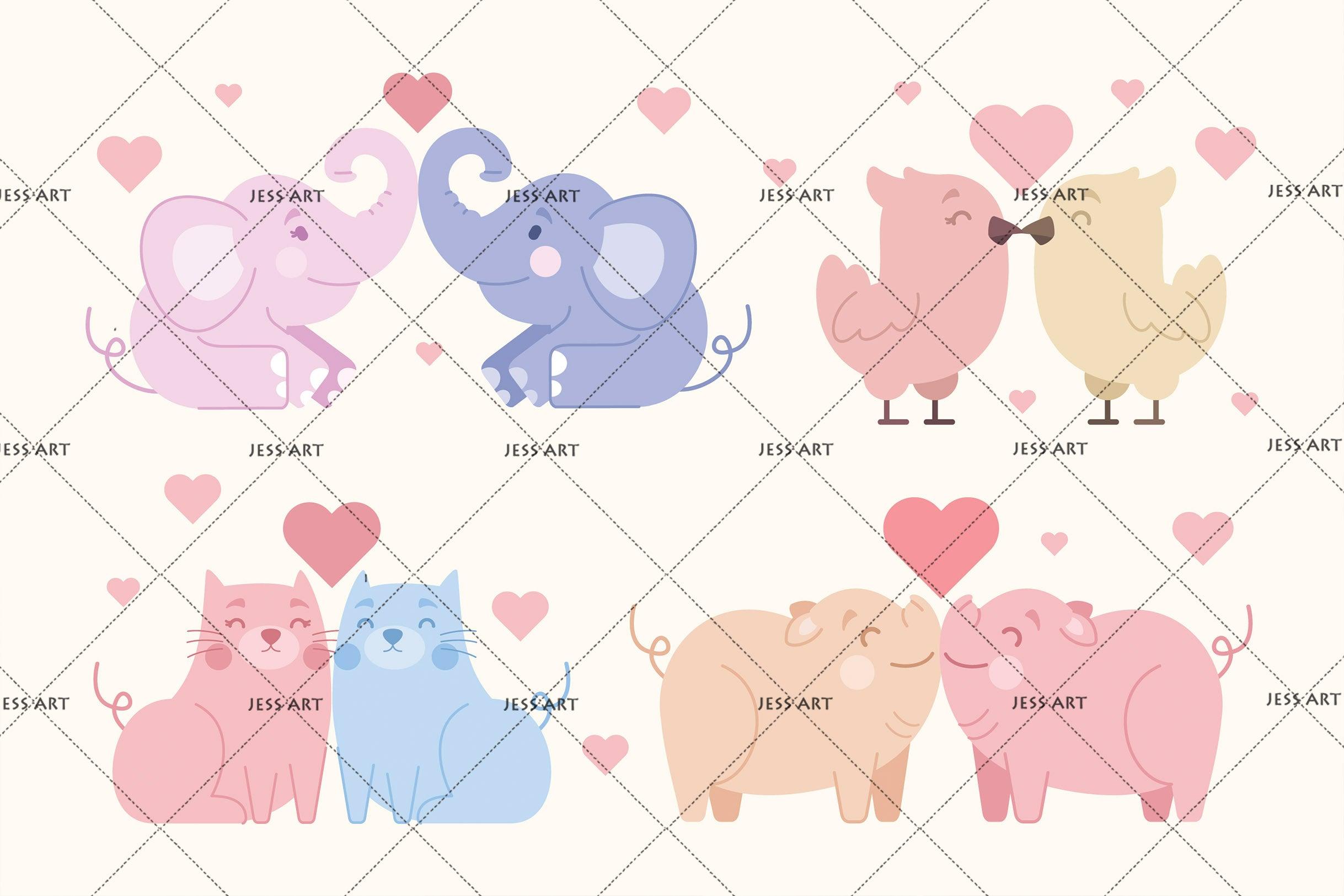 3D Cartoon Elephant Pig Chicken Wall Mural Wallpaper 139- Jess Art Decoration