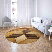3D Wood Mosaic Texture Non-Slip Round Rug Mat 116- Jess Art Decoration