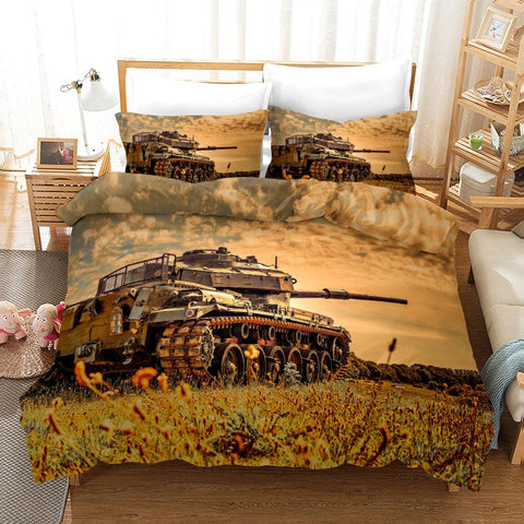 3D Tank Blue Sky Quilt Cover Set Bedding Set Pillowcases 82- Jess Art Decoration