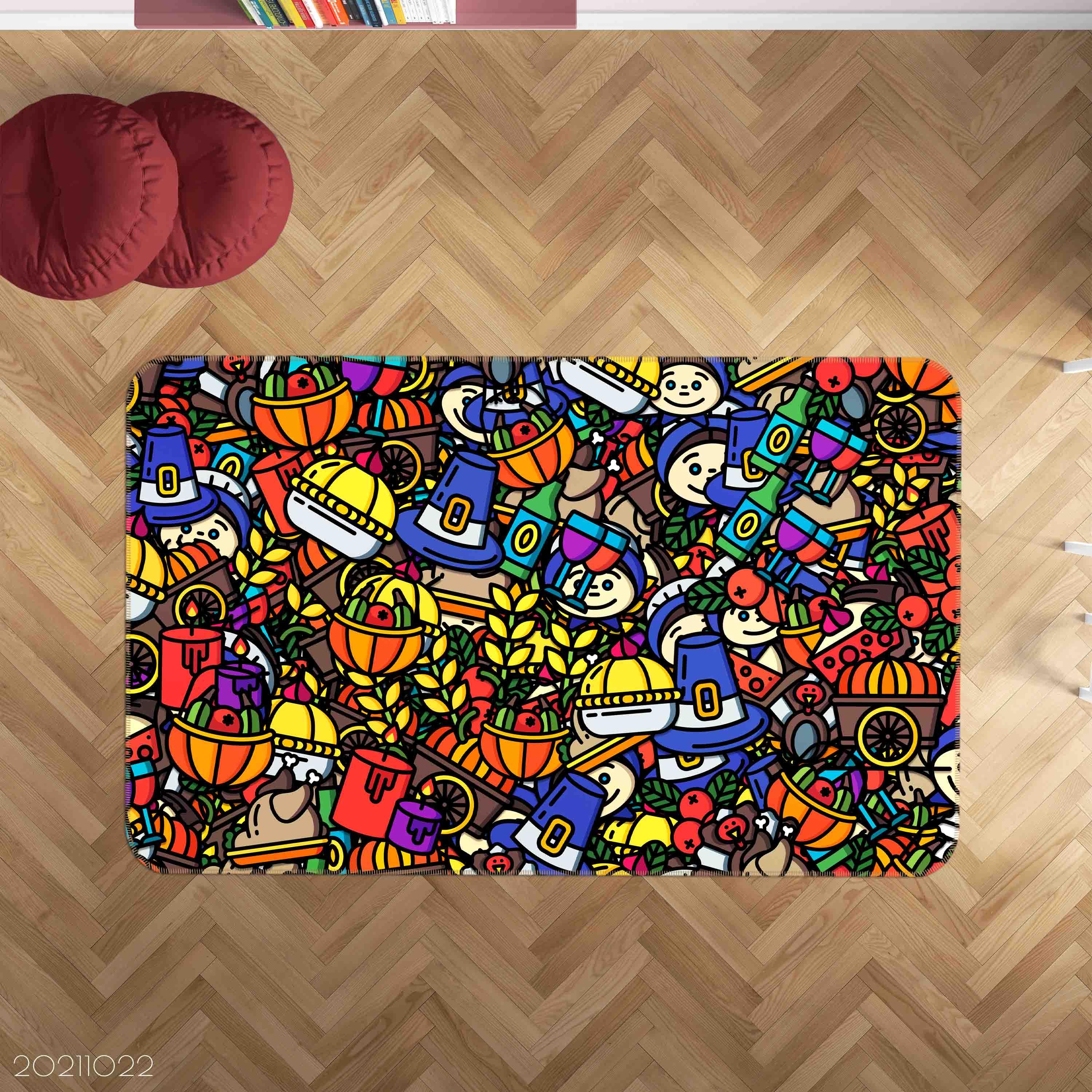 3D Abstract Color Illustration Doodle Non-Slip Rug Mat 139- Jess Art Decoration