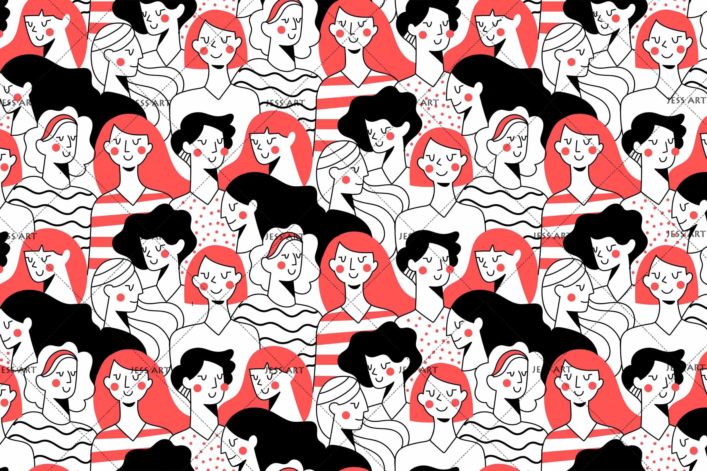 3D Cartoon Crowd Pink Wall Mural Wallpaper 84- Jess Art Decoration