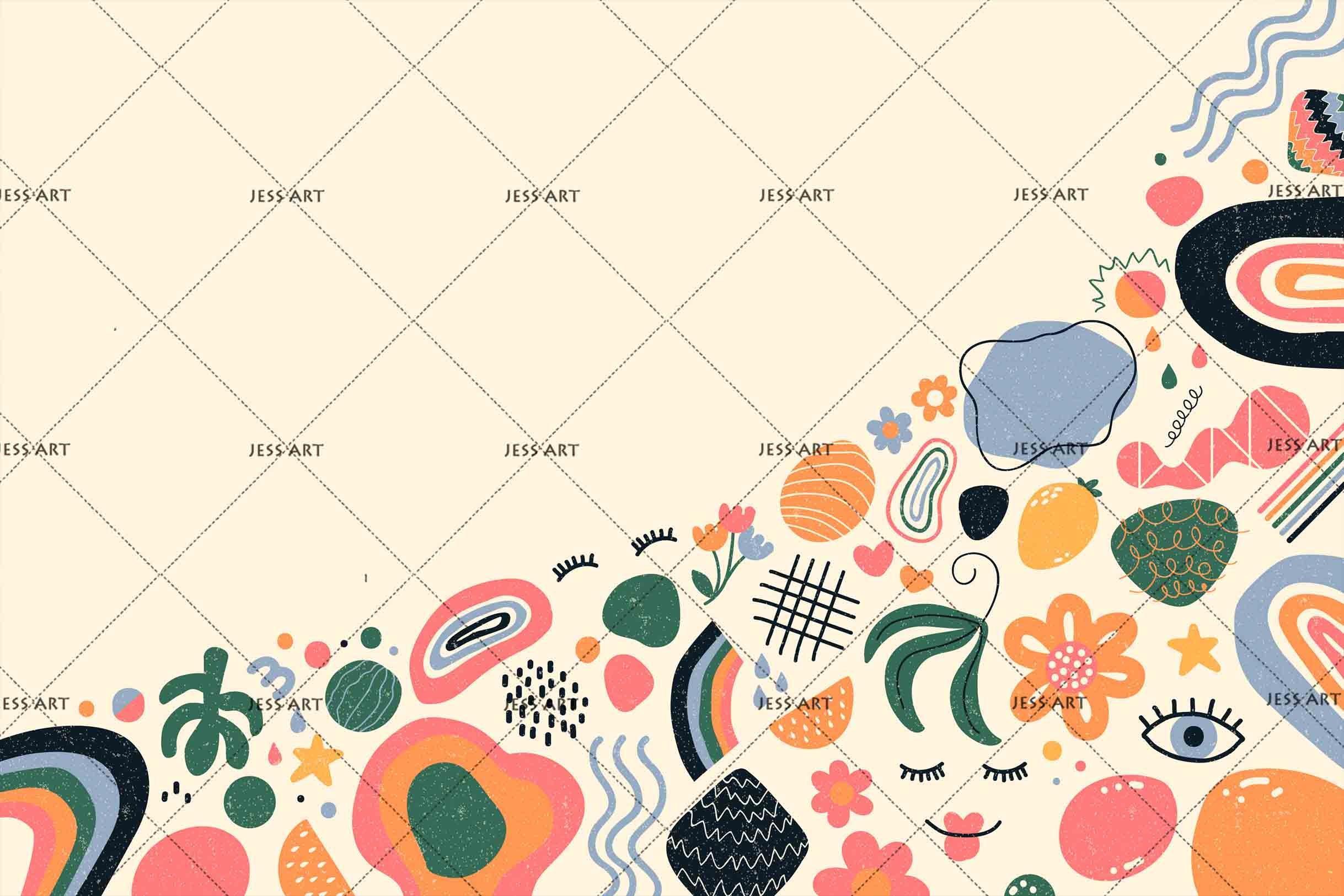 3D Floral Smiley Eye Pattern Wall Mural Wallpaper SF13- Jess Art Decoration