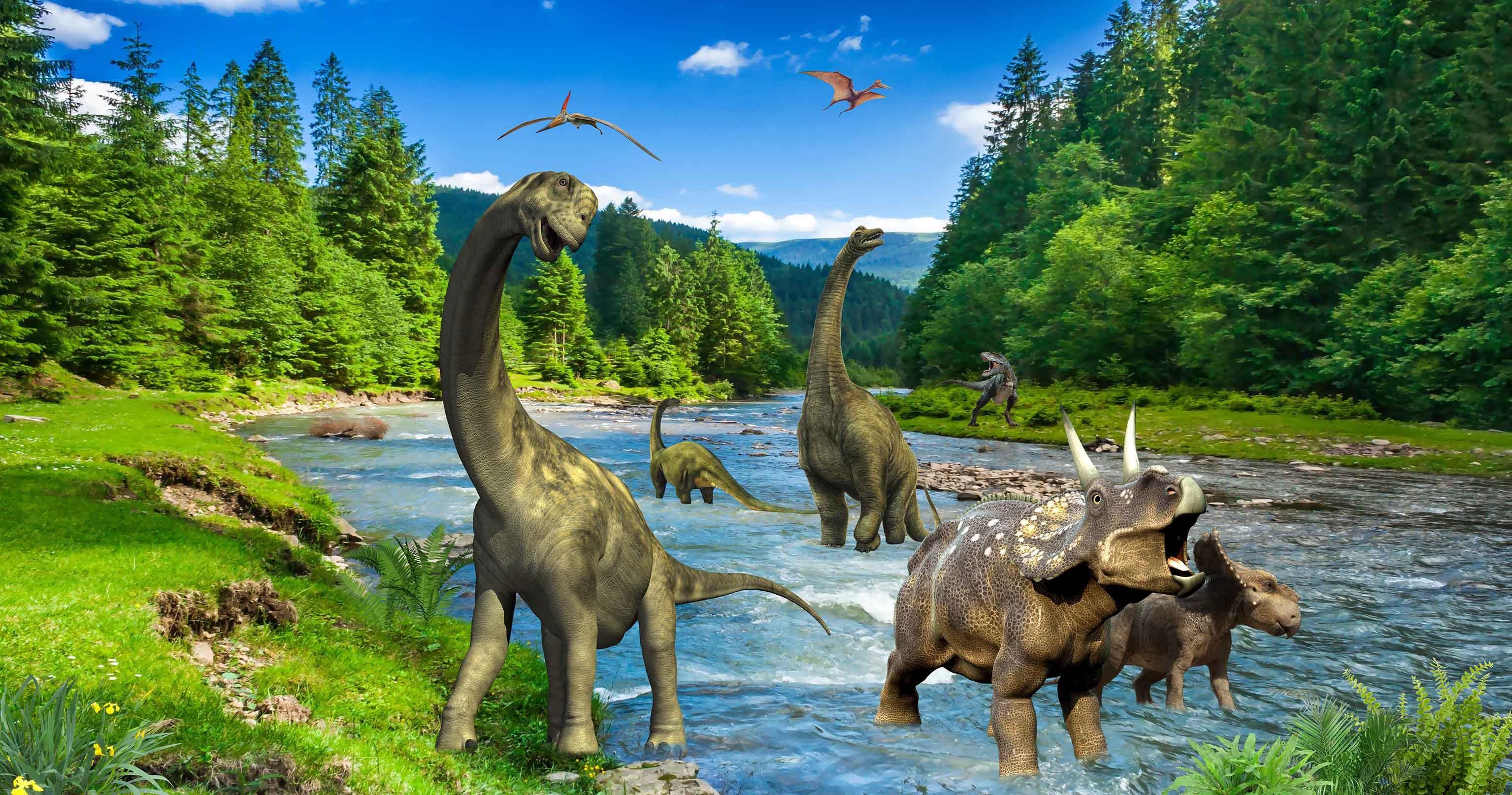 3D Dinosaur Forest River Quilt Cover Set Bedding Set Pillowcases 82- Jess Art Decoration