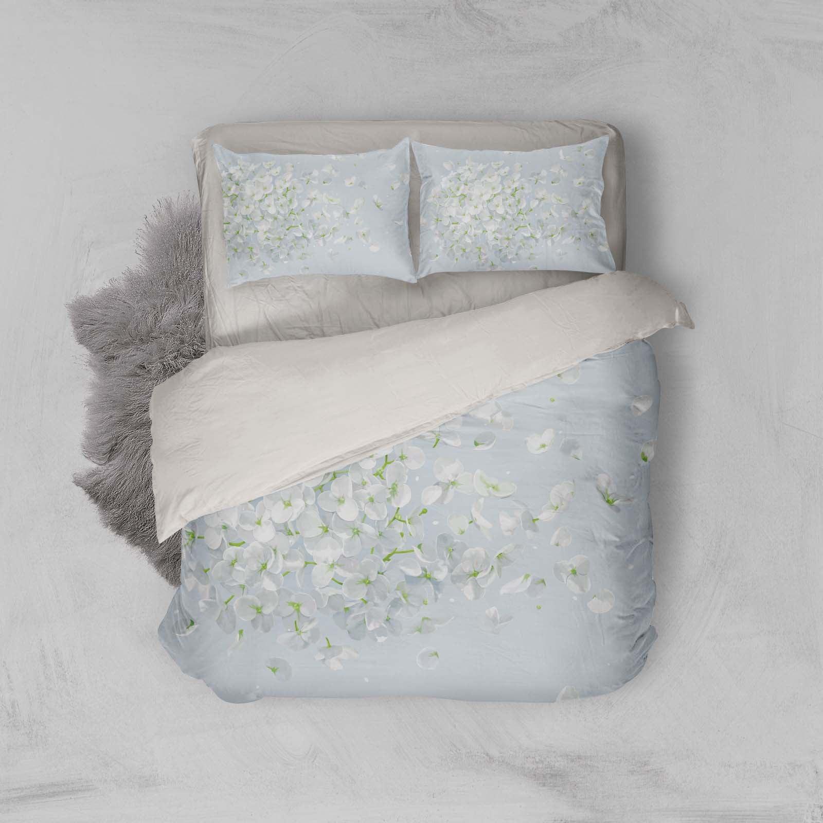 3D White Floral Petal Quilt Cover Set Bedding Set Pillowcases 139- Jess Art Decoration