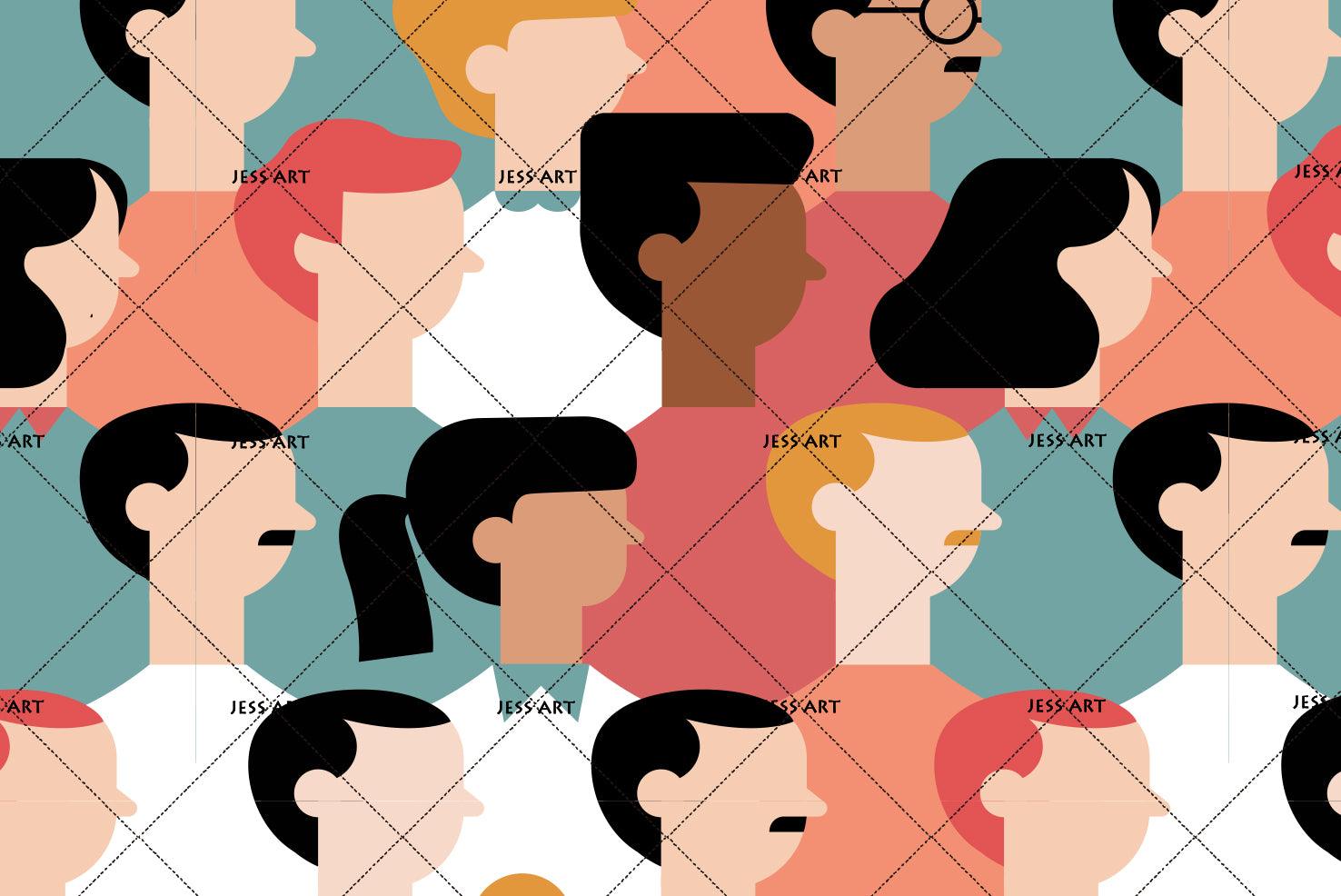 3D Crowd Pattern Wall Mural Wallpaper 32- Jess Art Decoration