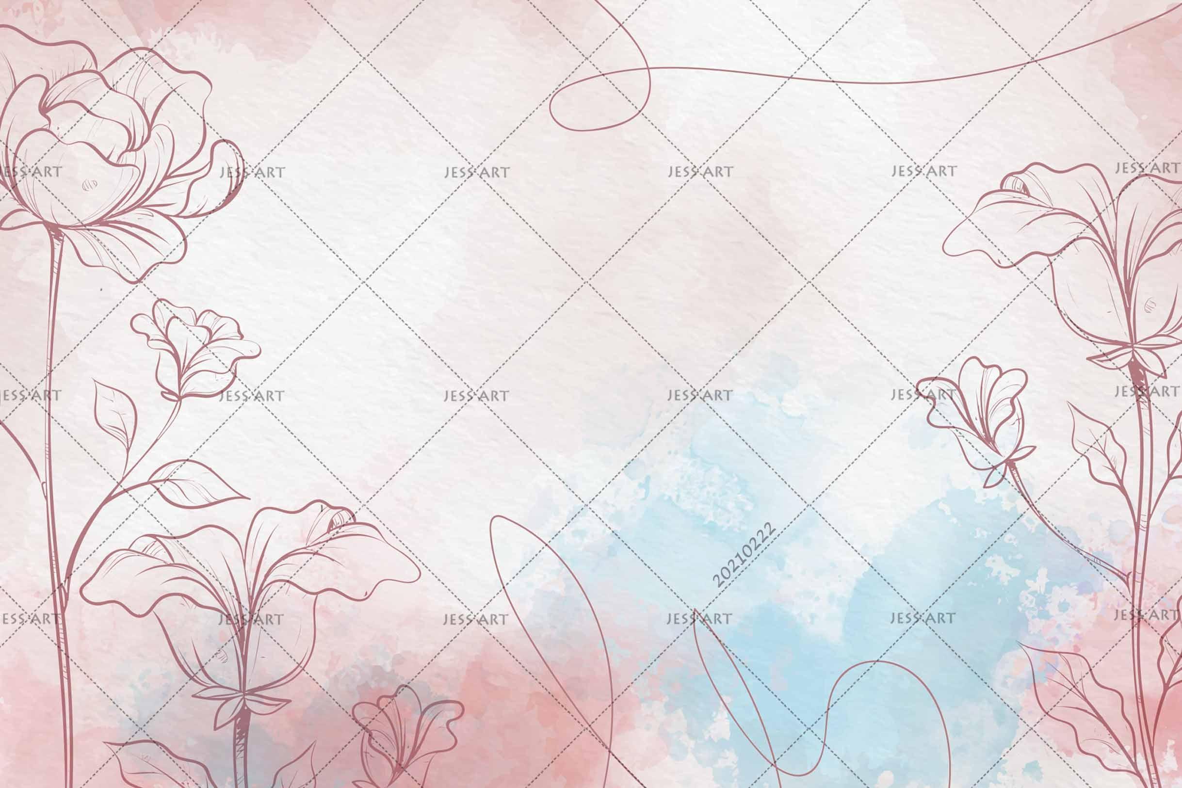 3D Watercolor Pink Floral Wall Mural Wallpaper LQH 97- Jess Art Decoration