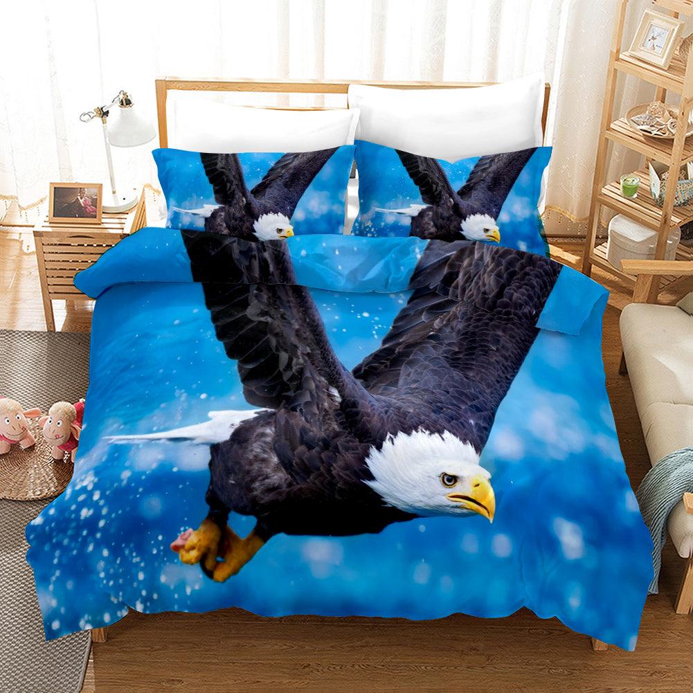 3D Eagle Blue Quilt Cover Set Bedding Set Pillowcases 117- Jess Art Decoration