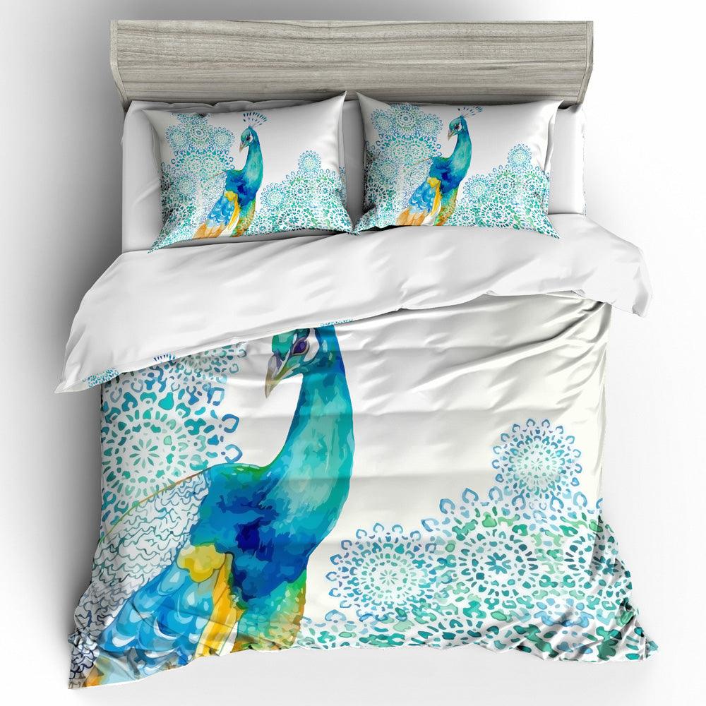 3D Watercolor Peacock Quilt Cover Set Bedding Set Pillowcases 101- Jess Art Decoration