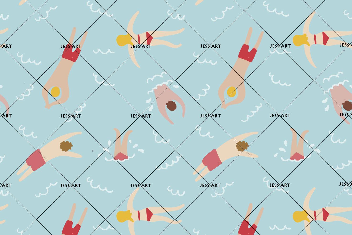 3D Swimming Pattern Wall Mural Wallpaper 36- Jess Art Decoration