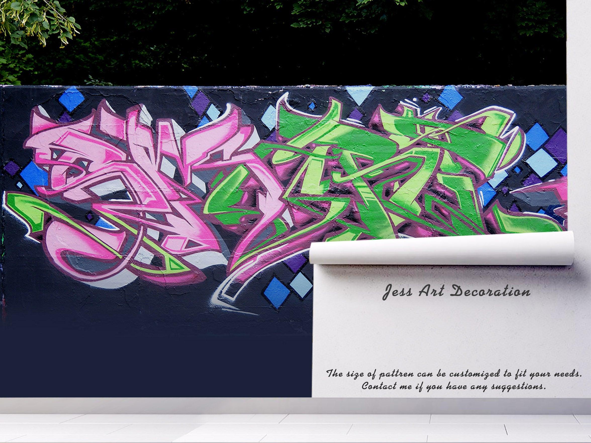 3D Abstract Colorful Sign Graffiti Wall Mural Wallpaper 282- Jess Art Decoration
