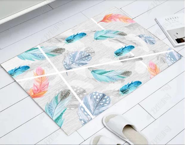 3D Watercolor Feather Non-Slip Rug Mat 268- Jess Art Decoration