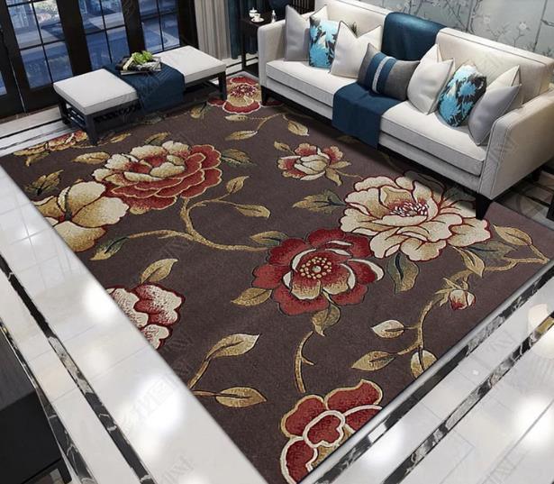 3D Hand Painted Brown Floral Non-Slip Rug Mat 76- Jess Art Decoration