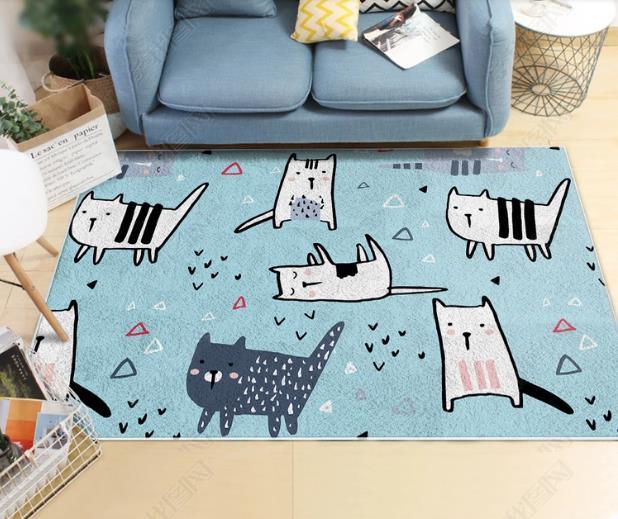 3D Cartoon Blue Cat Non-Slip Rug Mat 42- Jess Art Decoration