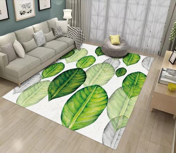3D Watercolor Green Leaves Non-Slip Rug Mat 34- Jess Art Decoration
