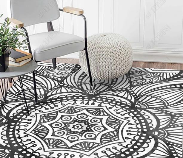 3D Abstract Black Floral Pattern Non-Slip Rug Mat 246- Jess Art Decoration