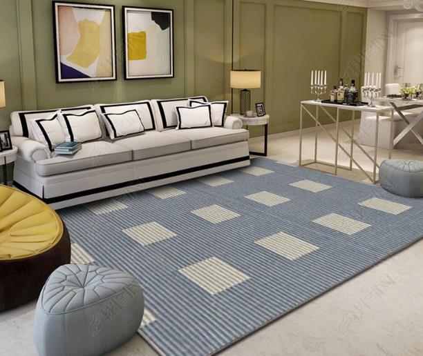 3D Simple Blue Square Non-Slip Rug Mat 116- Jess Art Decoration