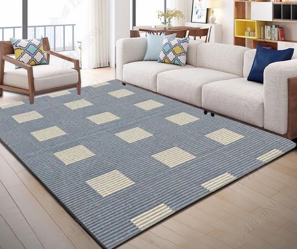 3D Simple Blue Square Non-Slip Rug Mat 116- Jess Art Decoration
