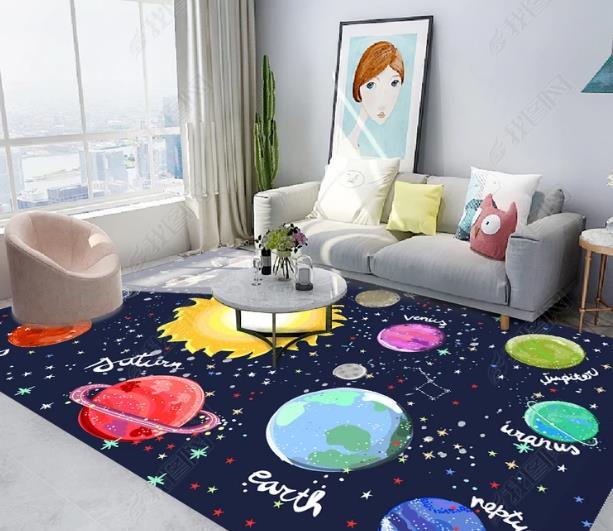3D Cartoon Space Planet Non-Slip Rug Mat 2- Jess Art Decoration