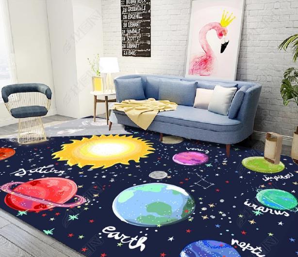 3D Cartoon Space Planet Non-Slip Rug Mat 2- Jess Art Decoration