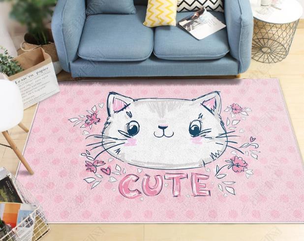 3D Cartoon Cat Pink Non-Slip Rug Mat 4- Jess Art Decoration