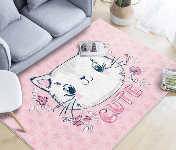 3D Cartoon Cat Pink Non-Slip Rug Mat 4- Jess Art Decoration