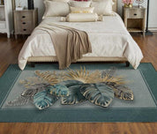 3D Tropical Green Leaves Non-Slip Rug Mat 2- Jess Art Decoration