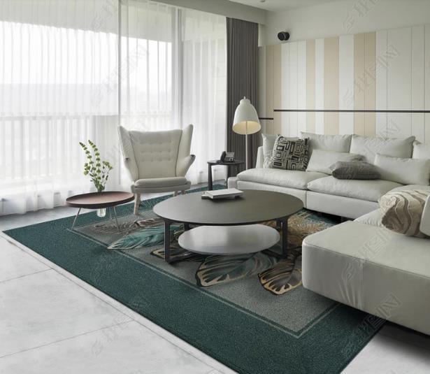 3D Tropical Green Leaves Non-Slip Rug Mat 2- Jess Art Decoration