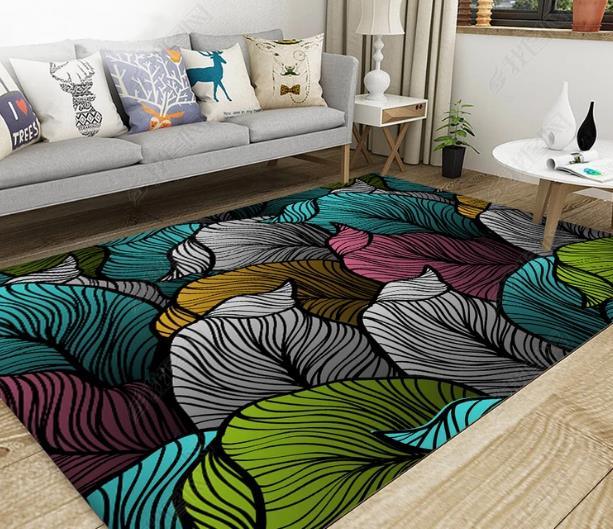 3D Hand Painted Green Leaves Non-Slip Rug Mat 65- Jess Art Decoration