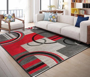 3D Abstract Red Geometric Pattern Non-Slip Rug Mat- Jess Art Decoration