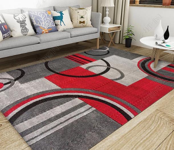 3D Abstract Red Geometric Pattern Non-Slip Rug Mat 59- Jess Art Decoration