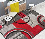3D Abstract Red Geometric Pattern Non-Slip Rug Mat- Jess Art Decoration